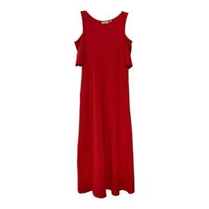 Kim Gravel Belle Dress Womens Extra Small‎ XS Red Maxi Cold Shoulder Sleeves